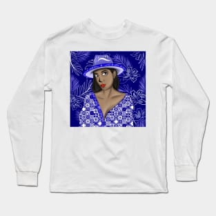 the muse woman from panama sunset beach in ecopop talavera mexican art Long Sleeve T-Shirt